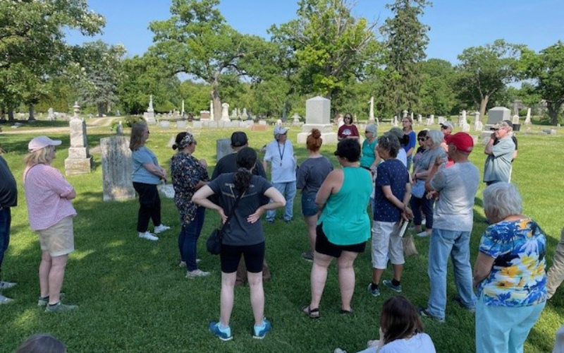 McHenry County Historical Society members on a cemetery tour